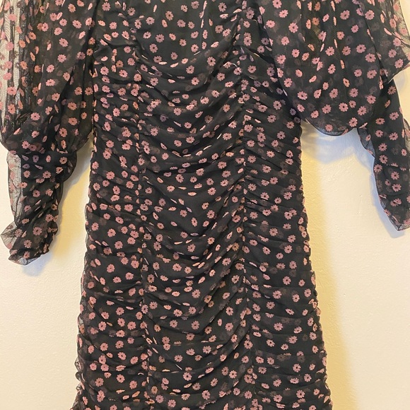 ZARA DRAPED FLORAL MINI DRESS - Picture 9 of 9